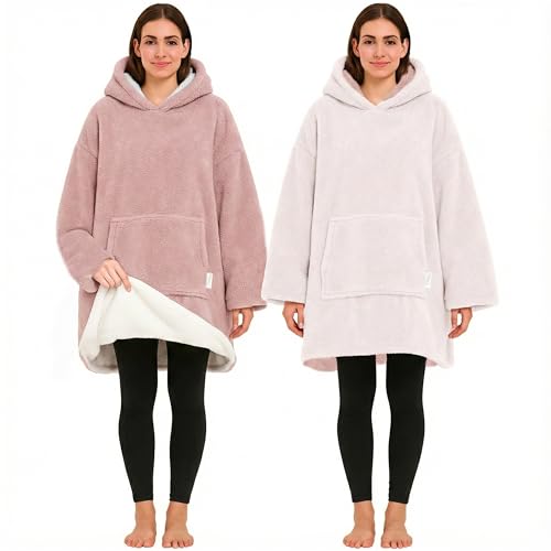 CalmyLIFE Hoodie Decke mit Ärmeln - Sherpa Wende Deckenpullover...