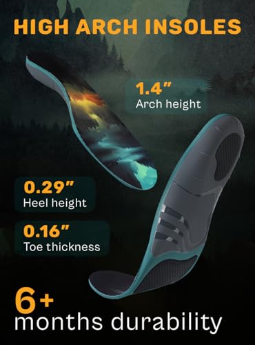 Image of CRUVHEAL 220+ lbs Plantar Fasciitis High Arch Support Insoles Men Women - Orthotic Shoe Inserts - Boot Work Shoe Insole (S, Blue)