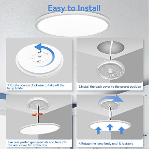 Peasur Rgb Led Ceiling Light, 12Inch 24W 5000K Dimmable Bedroom Ceiling Light Fixture With Remote Control, 3200Lm High Bright Modern Flush Mount Ceiling Light, Super Slim Ceiling Lamp For Kids Room #TOP7