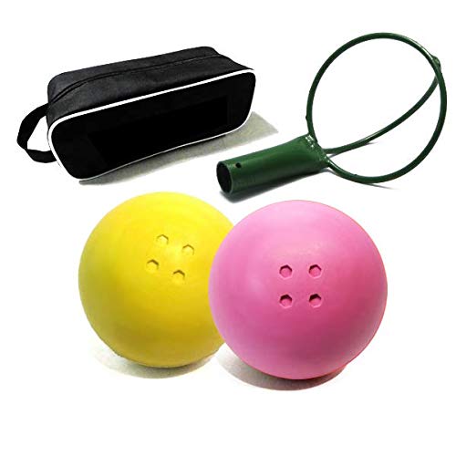 Carls Boßelset Boßelkugeln 2 Stück Kraber und Tasche (pink/gelb)