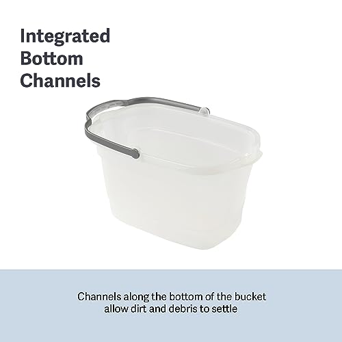 Casabella Plastic Rectangular Cleaning Bucket with Handle, Clear, 4 Gallon - Thumbnail 4