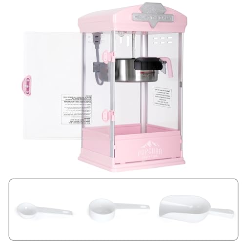 Image of Countertop Popcorn Machine, Popcorn Maker Machine with 8oz Kettle Makes Up to 32 Cups, Tabletop Pop Corn Machine Includes 3 Scoops, Movie Theater Style Popper for Home Party, Carnival, Pink