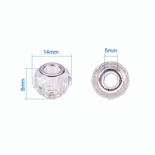Nbeads 100Pcs Crystal Glass Charms, Faceted Lampwork Beads Large Hole European Charms Beads Fit Bracelet Jewelry Making #TOP1