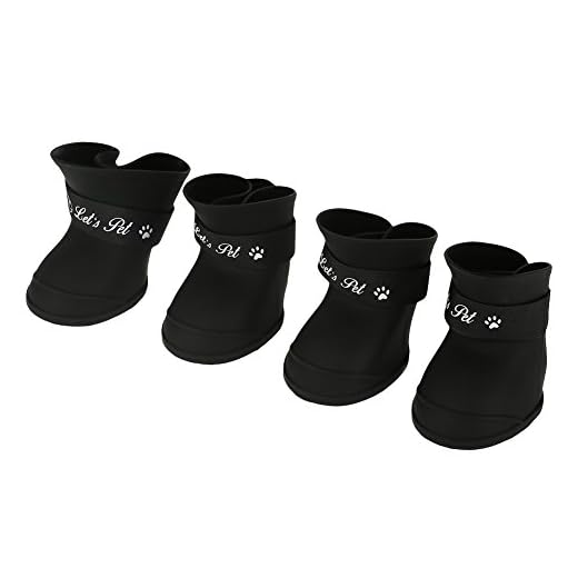 Fdit 4Pcs Lluvia Zapatos Perro Mascota de Silicona Impermeable Antideslizante Zapatos de Lluvia de Protección para Perros Pequeños Animales(M Negro)