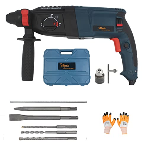 Image of Hillgove HGCM479M1 Multi-Purpose Electric Rotary Impact Drill Machine Forward /Reverse Rotaion with 5 Bits, 13mm Chuck,for Making Holes in Metal /Wood /Concrete Hammer Drill (26 mm Chuck Size, 1200 W)