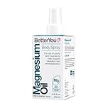BetterYou Magnesium Supplement, High Strength Magnesium Oil Spray | Natural Vegan Magnesium Chloride Liquid for Sleep, Muscle Recovery Use for Feet and Legs, 600 Sprays, Made in UK