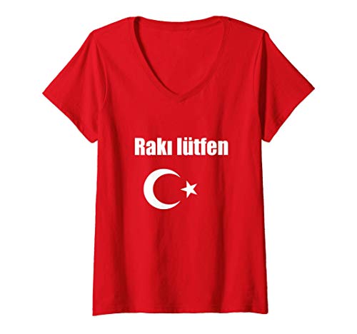 Mujer Raki Please Turkish Flag Souvenir Funny Republic Of Turkey Camiseta Cuello V
