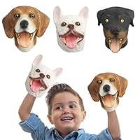 Omoojee Dog Hand Puppets, Rottweiler & Beagles & French Bulldog 3 pcs Latex Animal Toys, Realistic Puppets Gift for Kids