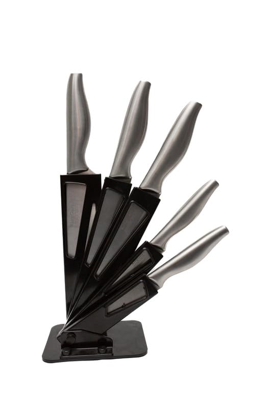 Introducing Our 7 Pc Kitchen Knife Set Black With Plastic Stand, A Must-Have For Any Kitchen Enthusiast 12x15x12Cm Multicolour
