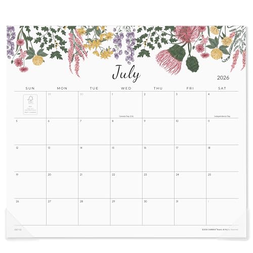 Cabbrix Magnetic Calendar for Refrigerator 2026-2027, 18 Months Magnet Fridge Calendar July 2026 to December 2027, 13" x 11-1/2", Easy Planning (Flower)
