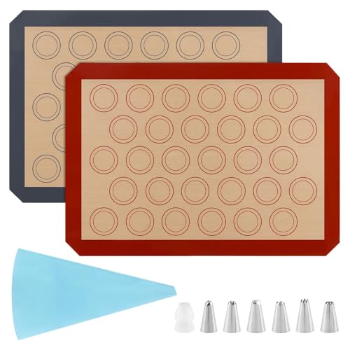 16Pcs Macaron Silicone Baking Mats Kit, Reusable Nonstick Macarons Baking