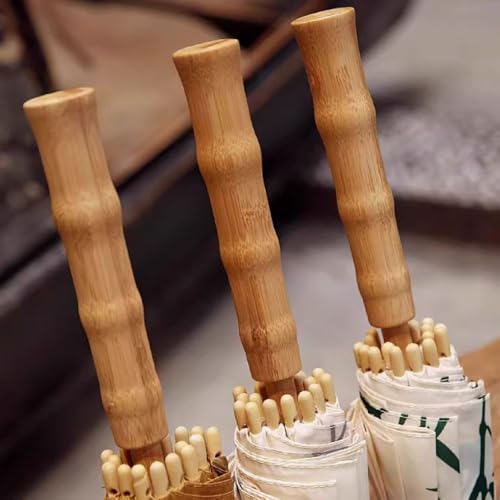 Paraguas de madera retro que no se gira con el viento gracias a sus 16 costillas 8