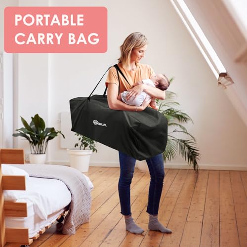 BIERUM 5-in-1 Pack n Play, Baby Bassinet Bedside Sleeper, 3 Height Adjustable Baby Crib with Diaper Changer, Storage Bag & Music Box, Portable Bassinet with Carry Bag, Mattress for Newborn to Toddlers