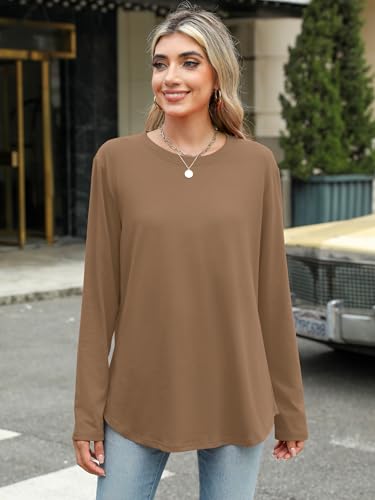 Image of Elesomo Womens Shirts Casual Crew Neck Short /Long Sleeve Tunic Tops Tees