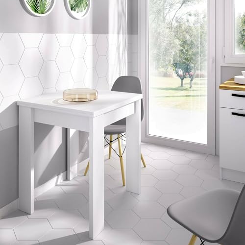 Dmora -Tavolo allungabile Comer, Consolle Estensibile Multiposizione,Tavolo consolle ausiliare Pieghevole, 79/134x67h79 cm, Bianco