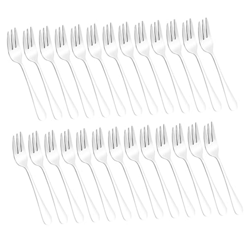 MOLUCKFU 24pcs Stainless Steel Fork Silverware Serving Salad Forks Restaurant Fork Dinner Forks Flatware Fork Convenient Fruit Fork Party Small Fork Mirror Polishing Fork Mixing Fruit Fork