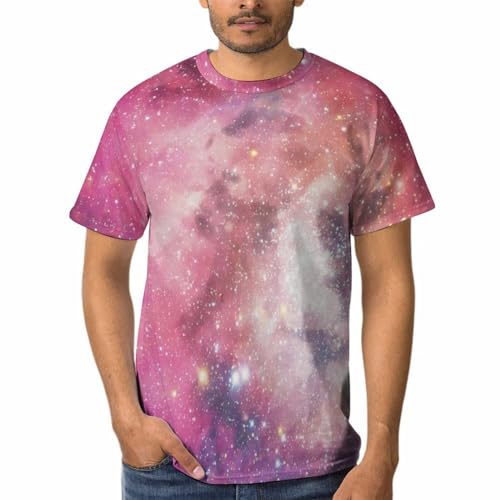 T-shirt rose homme avec motif nébuleuse pour un style casual d'été