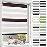 Einstellbares Licht: Das Rollo für Tag und Nacht besteht aus abwechselnd transparenten und undurchsichtigen Streifen.Sie können den Effekt in der leichten oder kompletten Sonne genießen, indem Sie die Kette drehen. Die lichtdurchlässigen Stoffe mildern das Licht und schützen Ihre Privatsphäre.