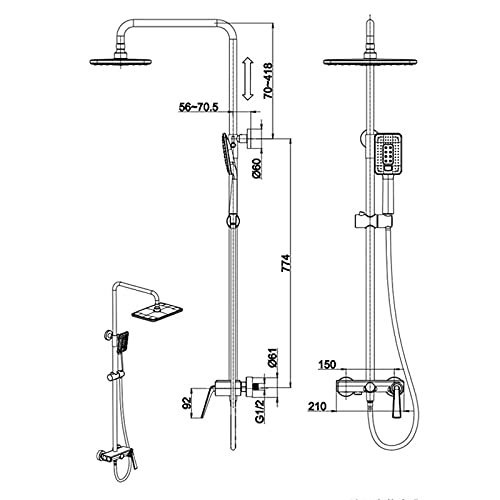 Douche exposée grise avec mitigeur baignoire pour rénovation salle de bain - 6