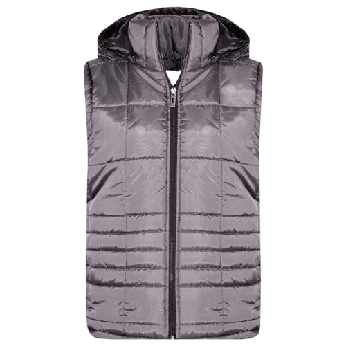 A2Z 4 Kids Girls Boys Sleeveless Hooded Padded Quilted Lined - Gilet Quilted 506 Steel Grey 11-12.