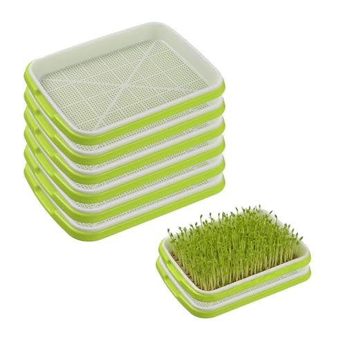 eupdd Kresse Anzuchtschalen: 8 Stück Sprossen Anzuchtset Keimschale 34x25 cm / 22x14 cm Plastik Grün-Weiß Ideal für Anzucht von Mungbohnen Alfalfa Weizengras Für Zuhause Büro und Garten