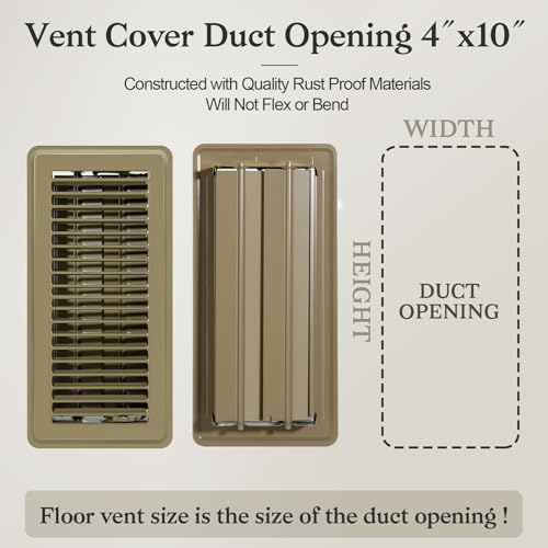 Grilles d'aération de plancher métal 10,2x25,4 cm ventilation maison mur