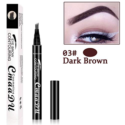 Aaiffey Eyebrow Tattoo Pen- Waterproof Microblading Eyebrow Pencil with a Micro-Fork Tip Applicator Creates Daily Natural Brows Makeup Effortlessly (Dark Brown)
