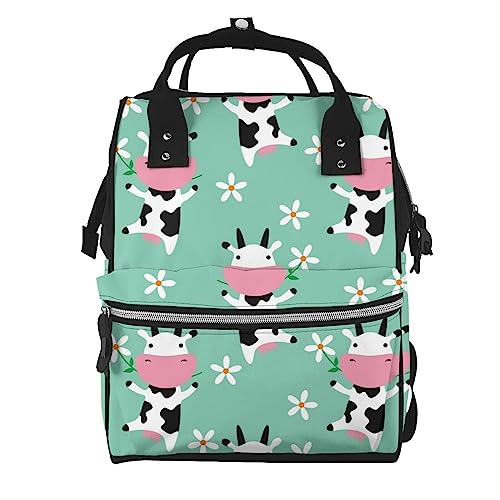 Sac à dos ordinateur portable imprimé vaches fleurs multicolore ergonomique