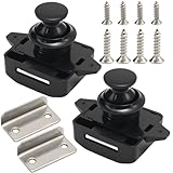 Hoypeyfiy Pack of 2 Schwarz Zinklegierung Push Button Lock, Schlüsselloses Schranktürschloss, geeignet für Möbel, Schubladen, Wohnmobile und andere Anwendungsbereiche