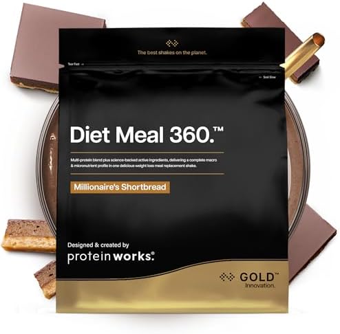 Protein Works | Diet Meal 360 - GOLD Innovation, Diet Meal Replacement Shake, Supports Weight Loss, 24 Vitamins & Minerals, Added Flaxseed, Inulin, Omega 3, Millionaire's Shortbread, 14 Meals, 1kg
