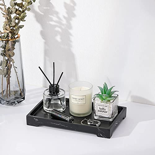 Image of Luxspire Bathroom Sink Vanity Trays, 10 inch x 6 inch Resin Vanity Tray for Soap Dispenser, Kitchen Sink Trays, Vanity Countertop Organizer for Candles Soap Towel Perfume Holder Jewlery, Marble Style -M- Ink
