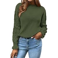 BTFBM Fall Sweaters for Women 2025 Crew Neck Long Sleeve Hollow Out Swiss Dot Knit Casual Pullover Tops Fashion Clothing(Army Green, Medium)