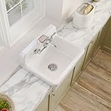 ELLAI Wall Mount Utility Sink Wall Mounted Laundry Tub Ceramic Farm Style High Back Farmhouse Sink White 24' x 19' x 16.5' with 8 Inch Center Faucet Chrome with Soap Tray
