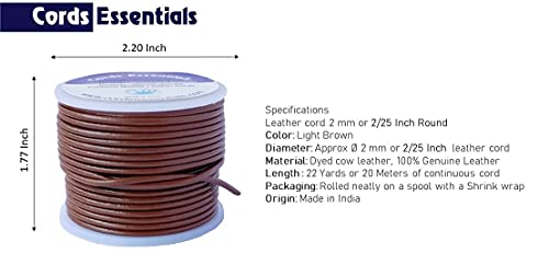 Cords Essentials Round Genuine Leather String Cord, Rope for Jewelry Making Necklaces, Bracelets, Kumihimo Braiding, Wraps - Image 2