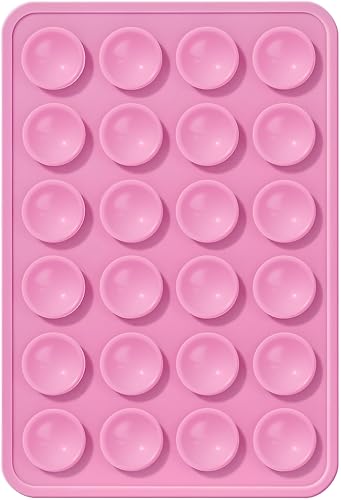 Image of Suction Phone Case, Phone Suction Sticker, Silicone Anti-Slip Silicone Multipurpose Hands-Free Sticky Pads Grip, Videos Mirror Shower (Pink)