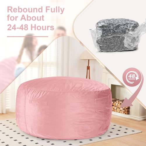 Image of HABUTWAY Bean Bag Chair: Giant 6' Memory Foam Furniture Bean Bag Chair with Microfiber Cover - 6Ft,Pink