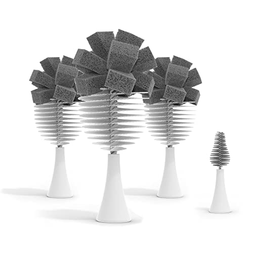 Image of Nanobebe Baby Bottle Cleaner Replacement Heads - for E-Brush Electric Rechargeable Bottle Cleaning Brush and Flexy Brush in Gift Sets, for Baby Accessories, Pacifiers, and Sippy Cups - 4pk, Grey