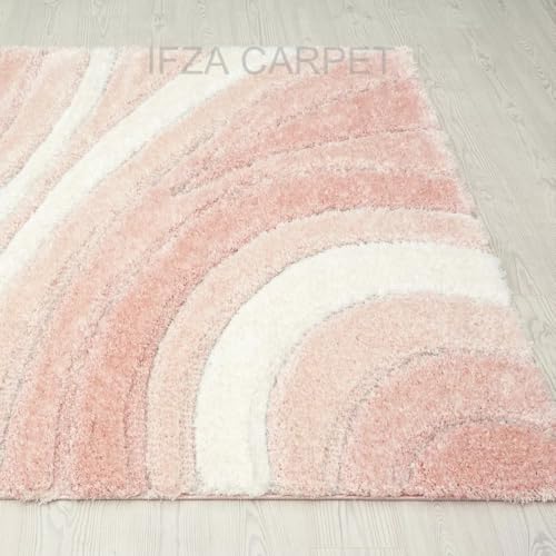 Image of Soft Shaggy Carpet 6x8 Feet - Ultra Plush, Non-Slip, High Pile 2 Inch Microfiber Rug for Bedroom, Living Room, Kids Room & Office - Modern Cozy Floor D�cor (Peach Ivory C)