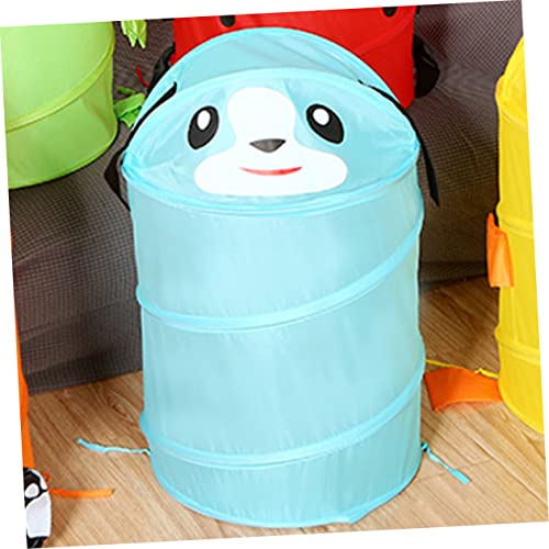 Orfofe Foldable Laundry Basket Bedroom Basket Laundry Storage Basket Storage Bucket Barrel Sky-Blue Child Spring Steel Wire Cartoon Laundry Basket Clothes Storage Basket #TOP2