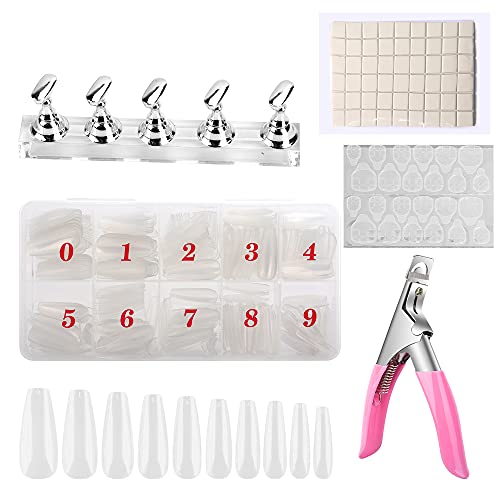 LIONVISON Présentoir Acrylique Nail Art,Support de Pratique de l'Art de la Pointe des Ongles Magnétique avec 500 Faux Ongles Conseils d'Argile Adhésive et Colle à Ongles Gelée Autocollant Coupe-Ongles