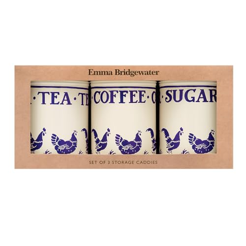 Elite tins Emma Bridgewater Aufbewahrungsbehälter, Motiv: blaue Hühner, rund, mehrfarbig,