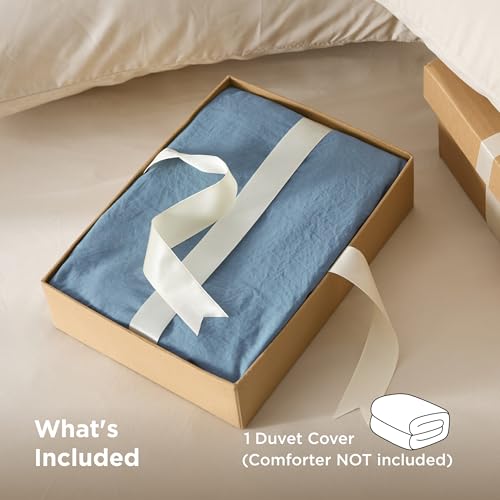 Image of Bedsure Duvet Cover King Size Only - Prewashed Cotton-Like Polyester Extra Soft All Season Bedding, Includes 1 Duvet Cover 104x90 Inches with Zipper Closure, Mineral Blue, Comforter Not Included
