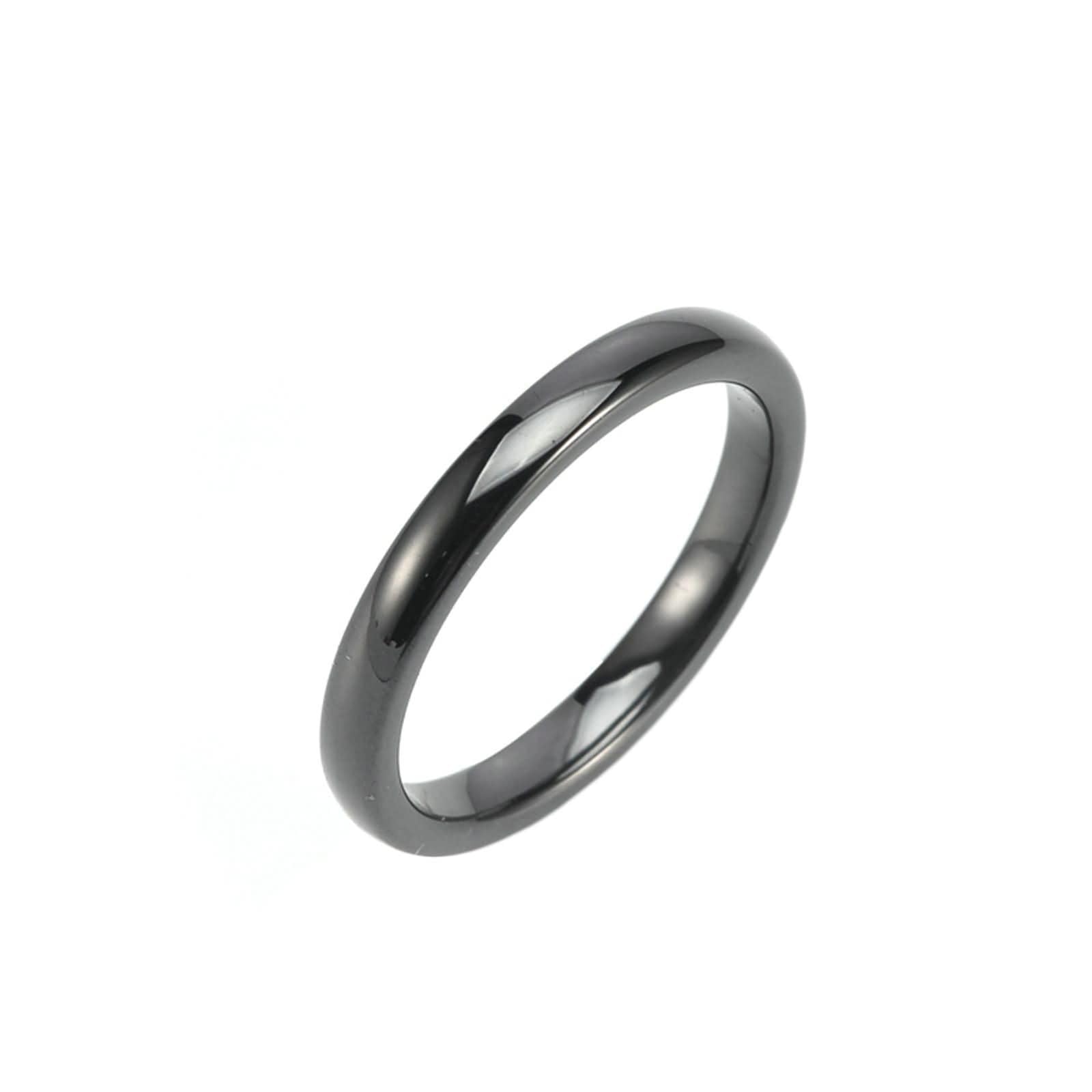 Beydodo Anillo para Mujer y Hombre Blanco,Anillos de Compromiso Pareja Redondo Simple 3MM Anillos Mujer Ceramica