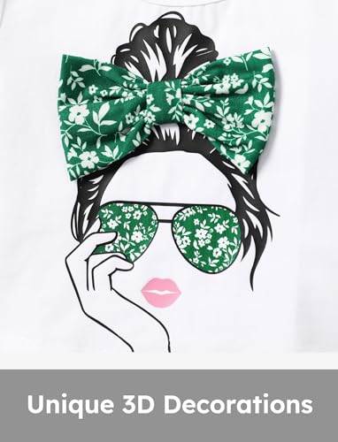 PATPAT Mädchen Bekleidungssets Sommer, Lässige Sporthosen mit Schlaghose, Mädchen Kleidung Kinder Set Kurzärmelige T-Shirt-Outfits, Geburtstag Party Teenager 3-12 Jahre