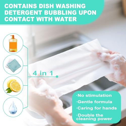 Image of twoworld 30 Disposable Dish Cleaning Wipes Individually Wrapped | Portable Dish Wipes for Washing Dishes No Water for Camping Travel Kitchen Outdoor