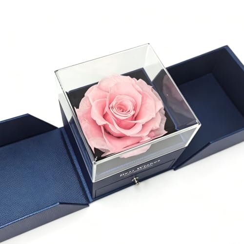 HipTree Preserved Real Pink Eternal Rose In Dual-Open Jewelry Gift Box