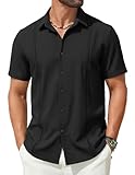 COOFANDY Camisa de manga corta para hombre de guayabera cubana informal de verano para playa con botones, X-Large