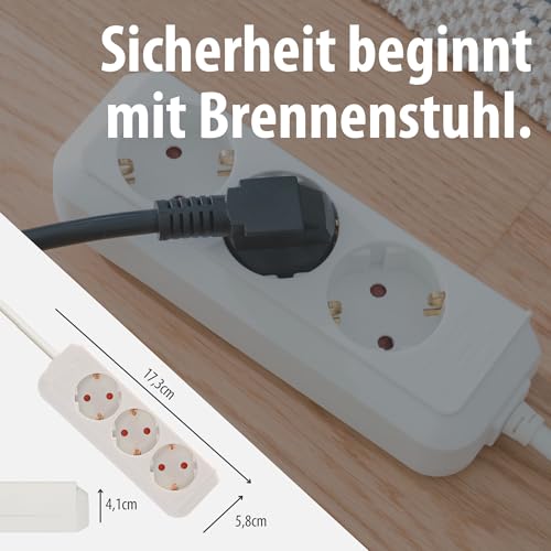 Brennenstuhl Eco-Line Steckdosenleiste 3-Fach (Mehrfachsteckdose mit erhöhtem Berührungsschutz und 1,5m Kabel) weiß – Ansicht 5