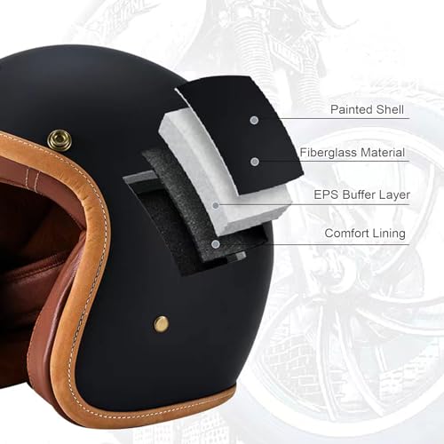 Casque vintage à face ouverte avec boucle à dégagement rapide style rétro