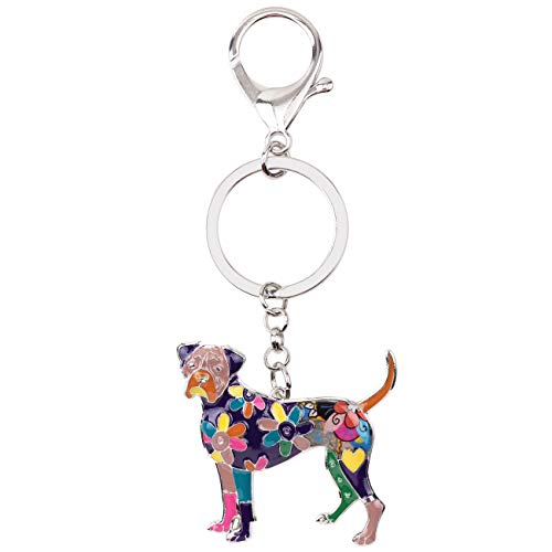 DOWAY Cute Emaille Boxer Hund Schlüsselanhänger Tasche Charms für Damen Frauen Hund Schmuck Geschenke (Violett)